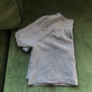 Whimsy and row front tie cropped collarless gingham cardigan